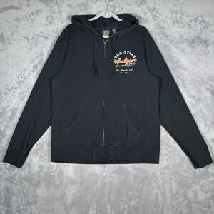 Christian Audigier Black Zip Up Hoodie XL Garage Graphic Y2K